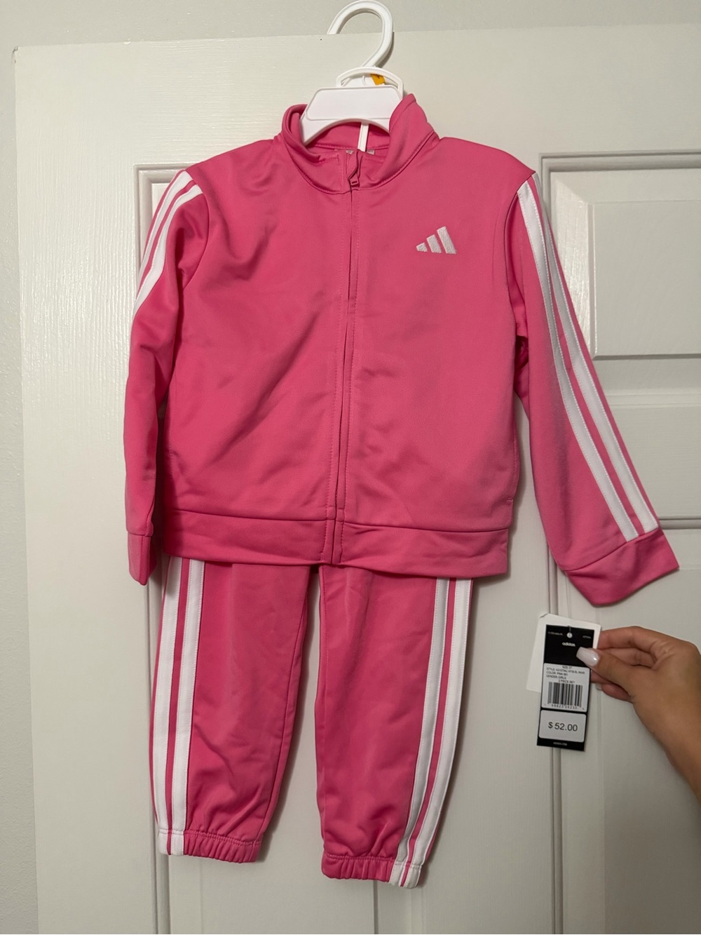 Adidas girls pink 2 piece tracksuit jacket & jogger set size 3T NWT